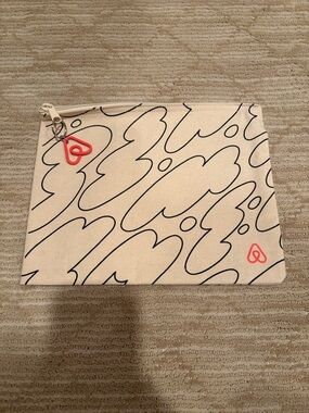 Canvas Zip Pouch with Black Scribble Print